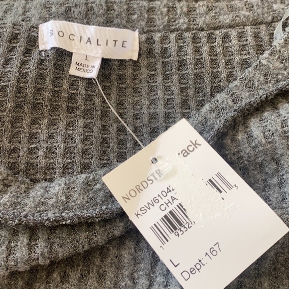 NWT Socialite Waffle Tie Front Waist Sweater L - Picture 5 of 5